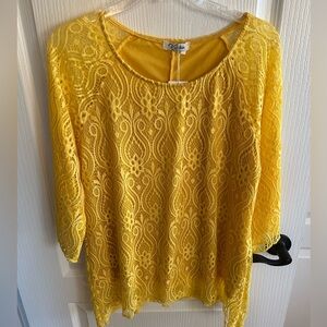 Elegant Yellow Lace Blouse